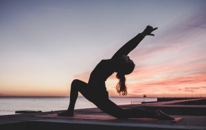yoga, outdoors, sunrise, nature, meditation, fitness, workout, exercise, woman, twilight, dusk